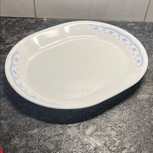 10x12 MORNING BLUE White Oval Platter with Blue Floral Design